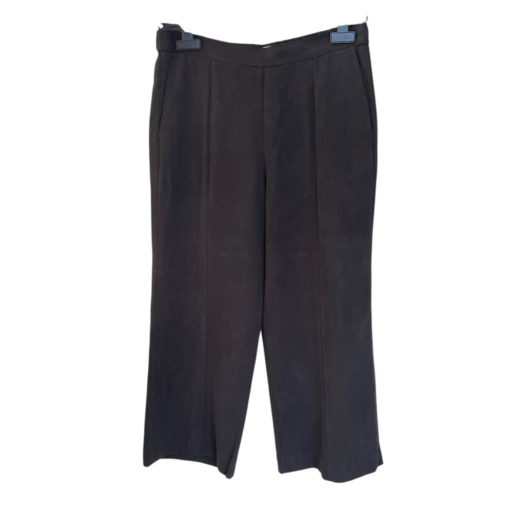 EQUIPMENT Black Silk Wide Leg Crop Trouser Pant XS